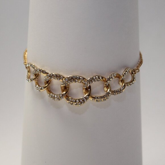G by Guess women's chain Gold-Tone Rhinestone bracelet - Picture 4 of 8